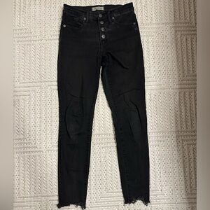 Size 26 stretch black denim Madewell 9” high rise skinny jeans